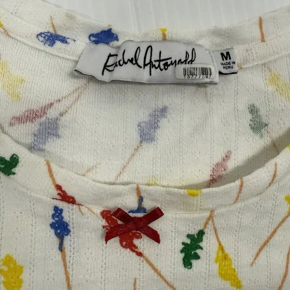 Rachel Antonoff White Preppy Print Fitz Short Sleeve Tee Dress Size Medium - Picture 6 of 9